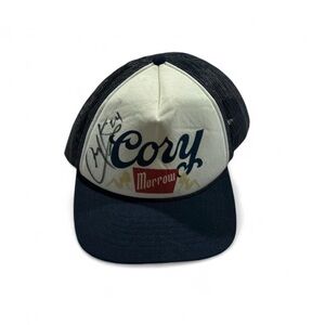 Cory Morrow Signed Navy Blue and White Trucker Hat One Size Snap back